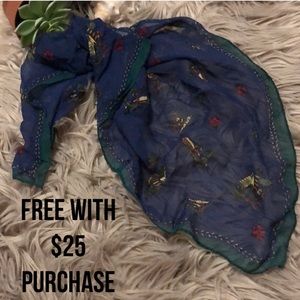 Free With $25 Purchase-Sheer Scarf-19x19-Blue&Green Island Themed-
